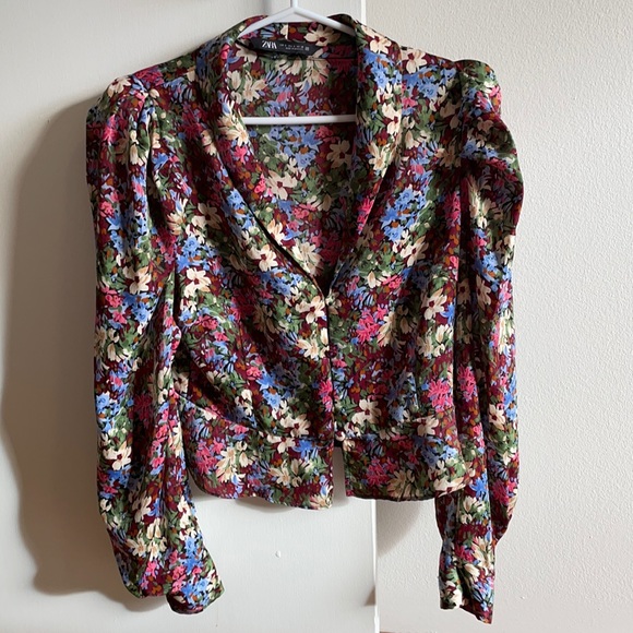 Zara floral satin blouse - Picture 1 of 4